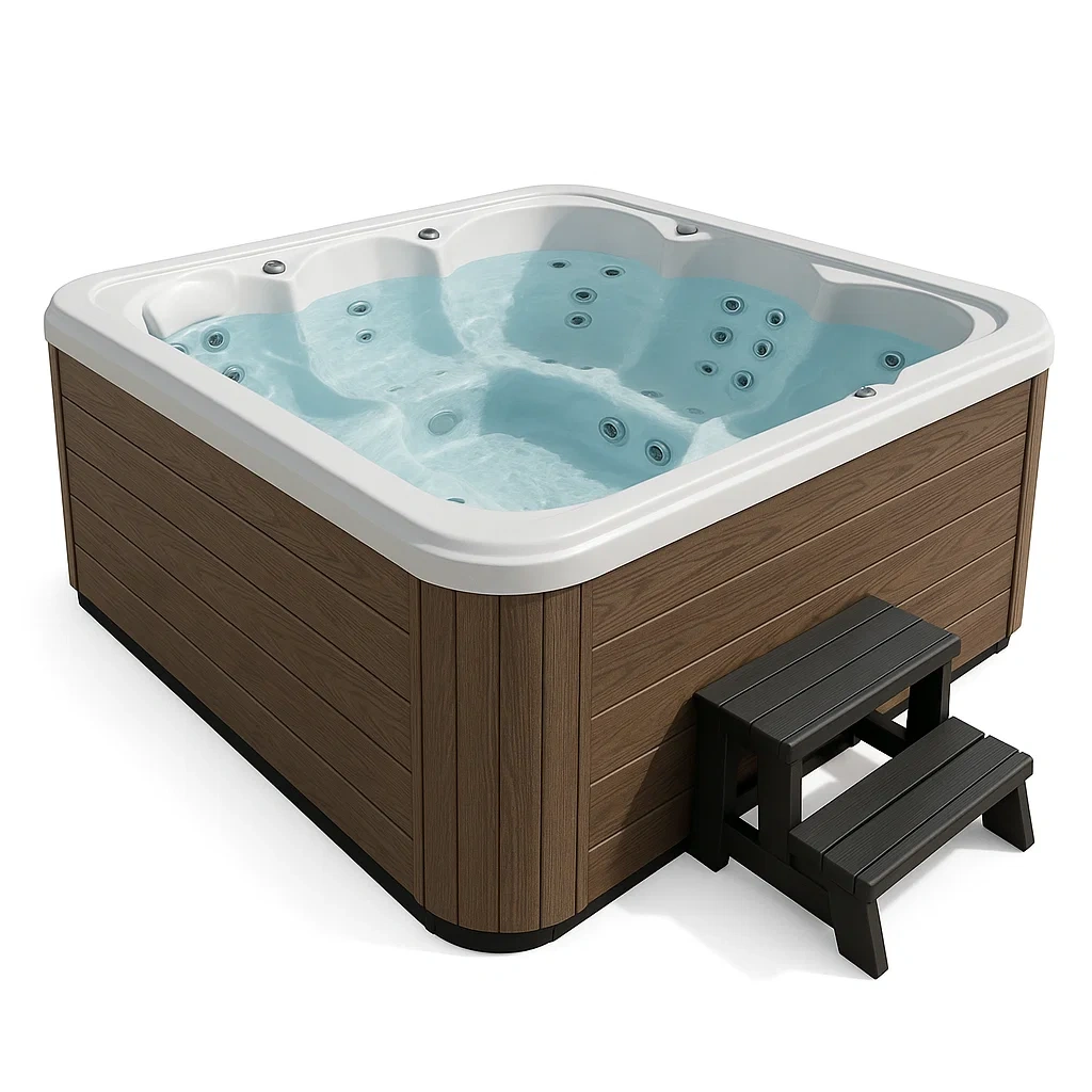 Feste Whirlpools 200x200x85 cm, 3 Personen, quadratisch, Holz/Weiß JMEeIui441Pr