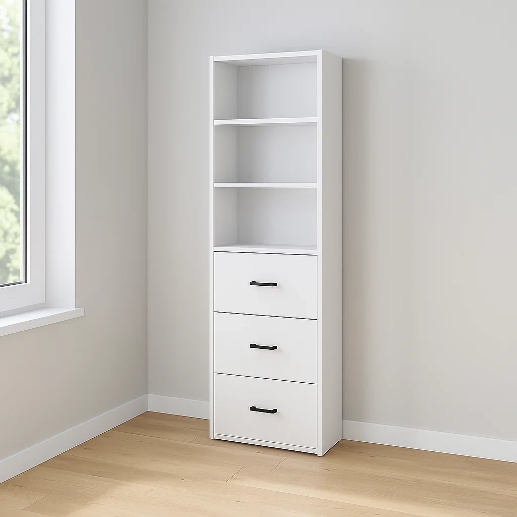 Armoire de bureau blanche en bois, adaptée à un usage intérieur, 40 x 20 x 180 cm