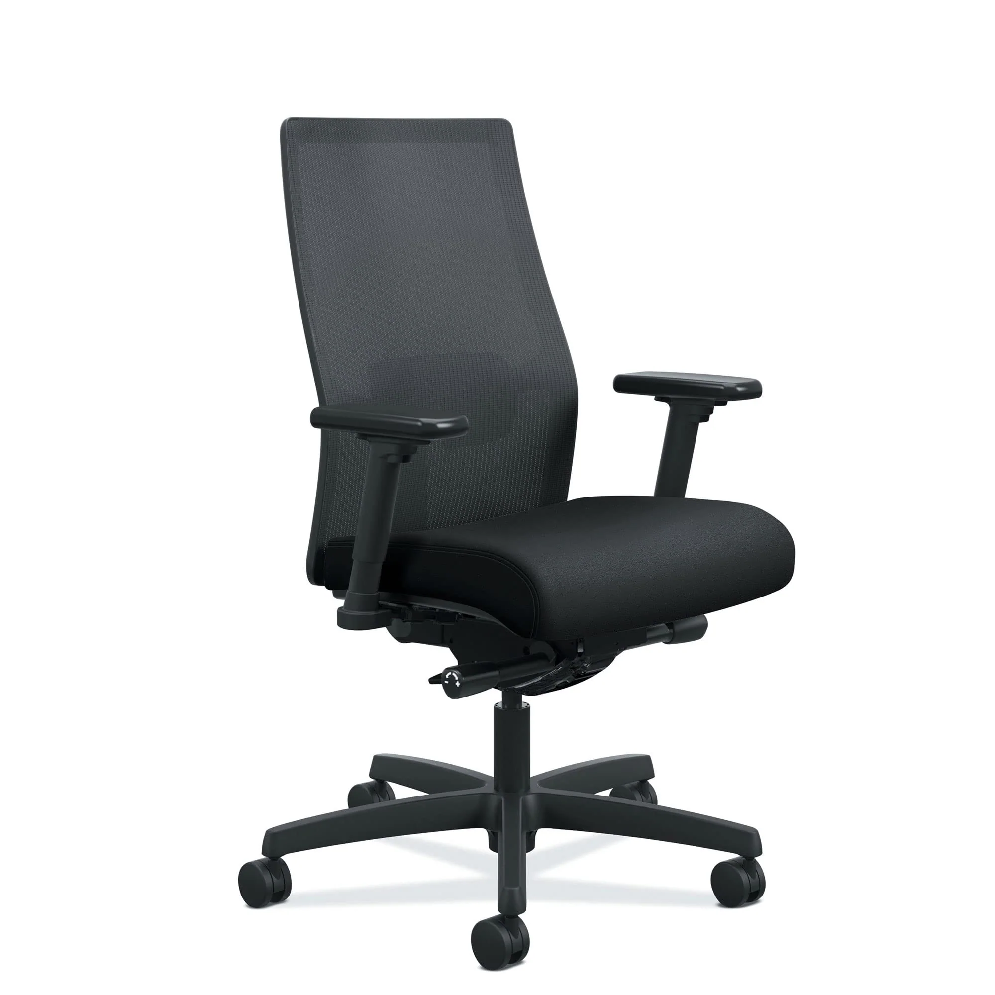 Ergonomischer Bürostuhl Ignition 2.0 mit mittelhoher Netzrückenlehne und Stoffsitz. Schwarz.
