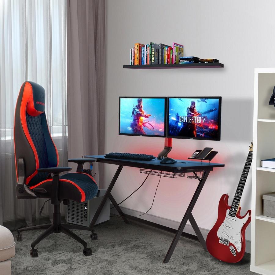 Atlantic Fire Storm Gaming-Schreibtisch mit 24 mehrfarbigen LED-Leuchten und 3 USB-Anschlüssen