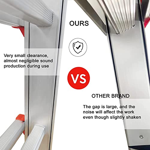 LANBITOU Leiter 2025 – Mehrzweck-A-Leiter mit 4 Stufen. 4,27 m lange, ausziehbare Leiter mit mehreren rutschfesten Positionen