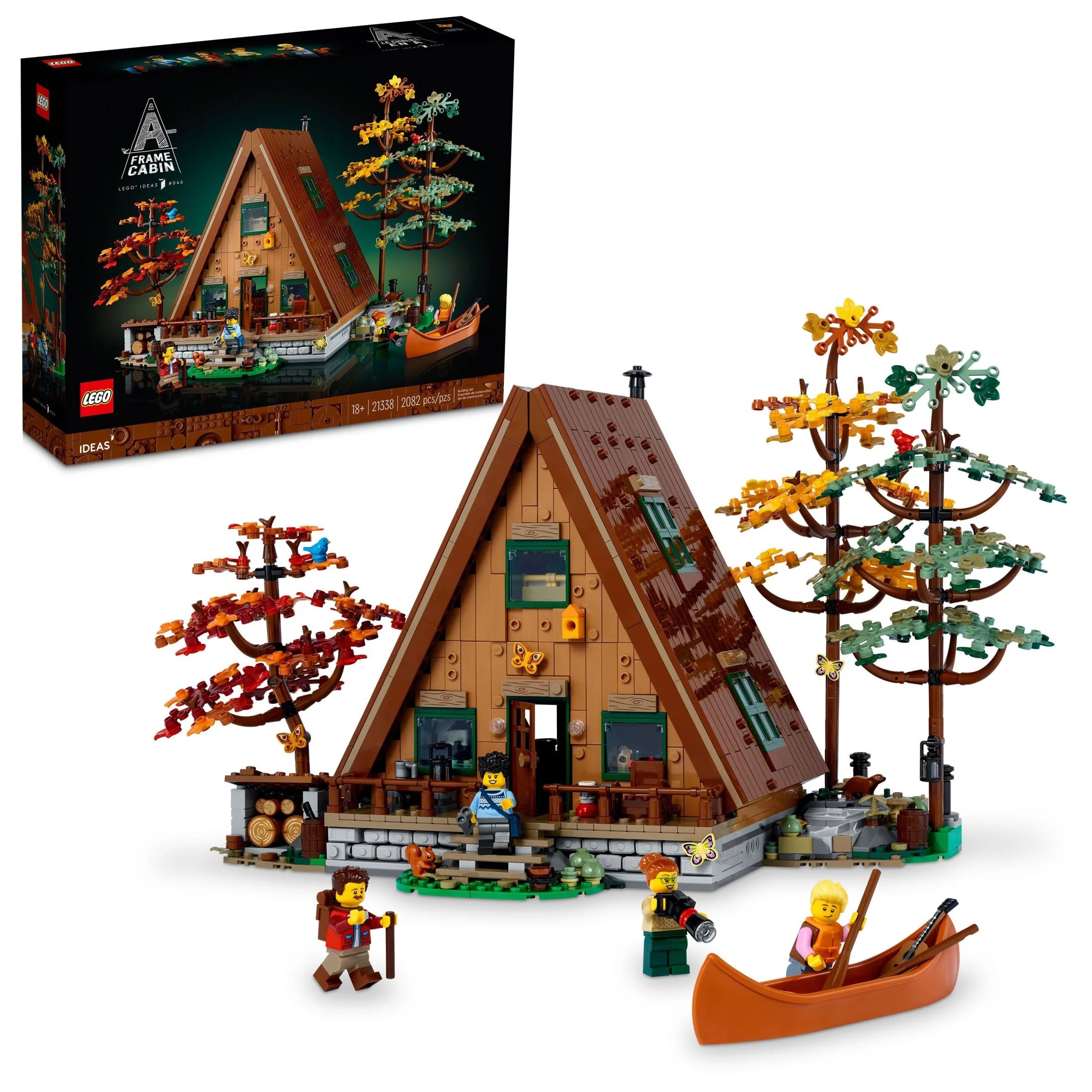 LEGO Ideas A-Frame-Hütte 21338 – Sammler-Ausstellungsset, Bausatz für Erwachsene, Geschenk für Natur- und Architekturliebhaber, enthält 4 individuell gestaltbare Minifiguren und 11 Tierfiguren