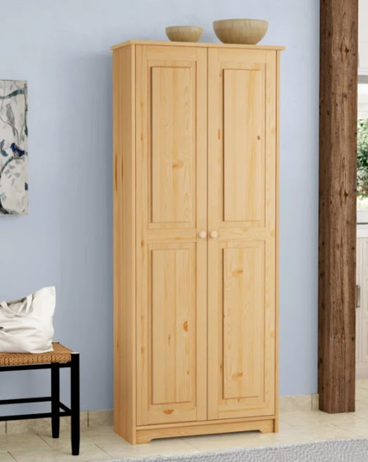 Vorratsschrank aus Massivholz, freistehender Küchenschrank, Kleiderschrank mit Regalen