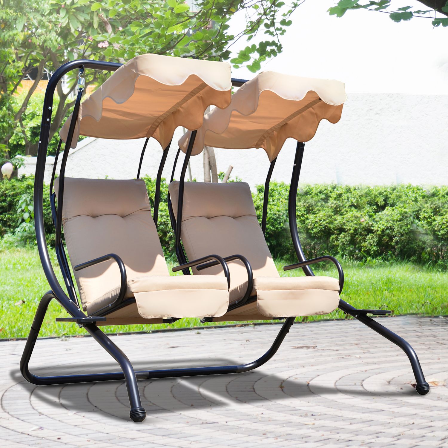 Gartenschaukel aus Stahl und Polyester, 170 x 136 x 170 cm – outsunny.beige