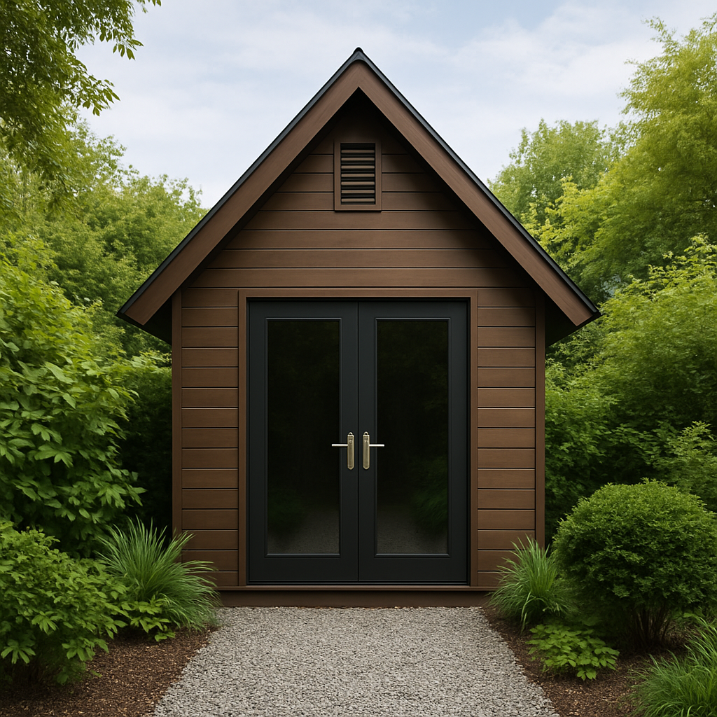 Abri de jardin en bois synthétique marron et noir, 220 × 200 × 260 cm