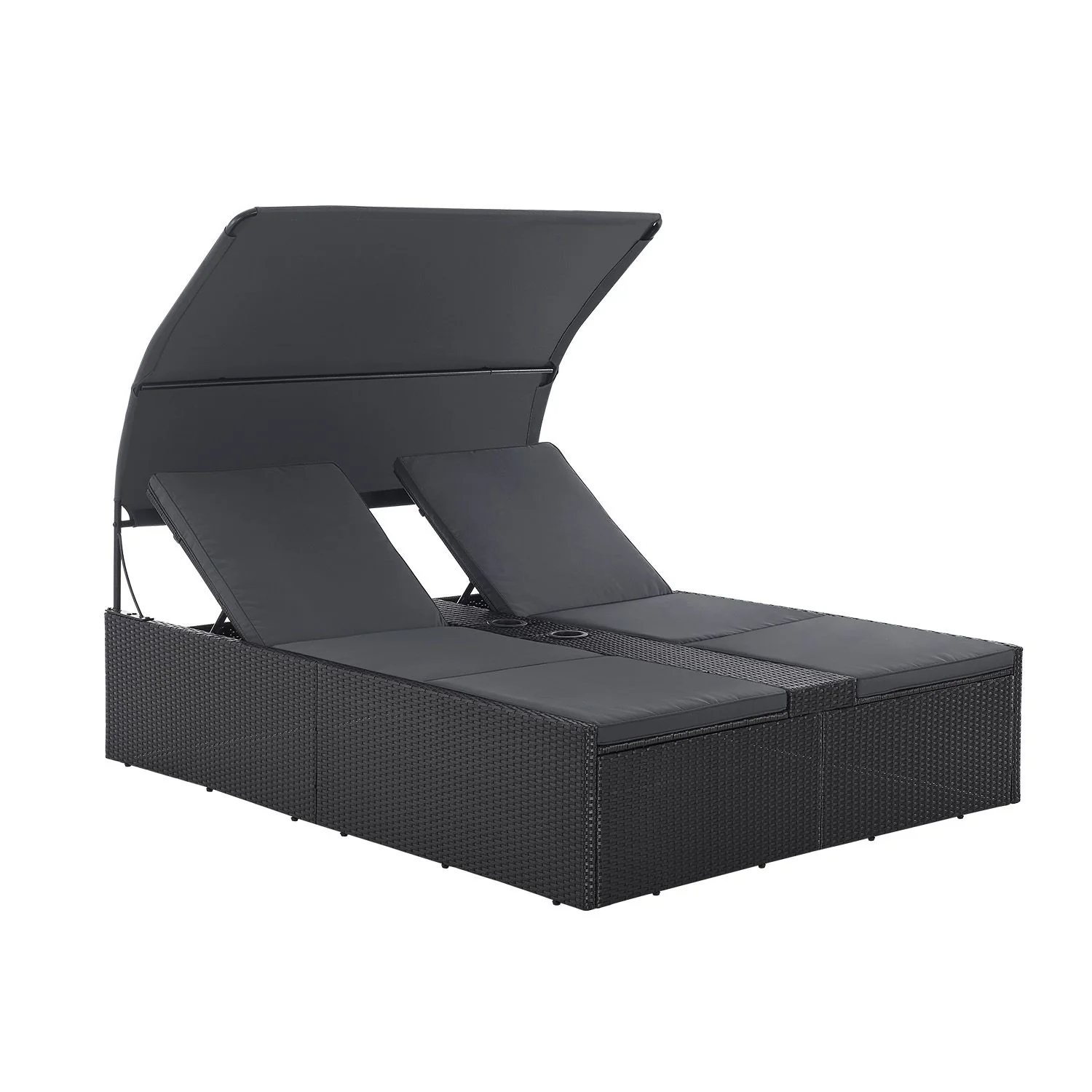 2025 Syros Doppel-Sonnenliege aus geflochtenem Harz