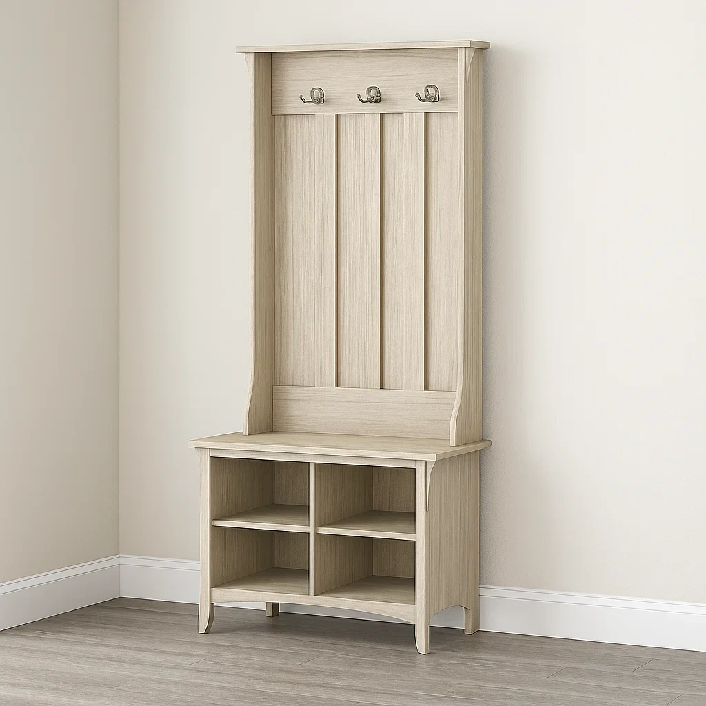 Meuble d'entrée, bronze antique, panneaux de particules, 81 x 41 x 173 cm