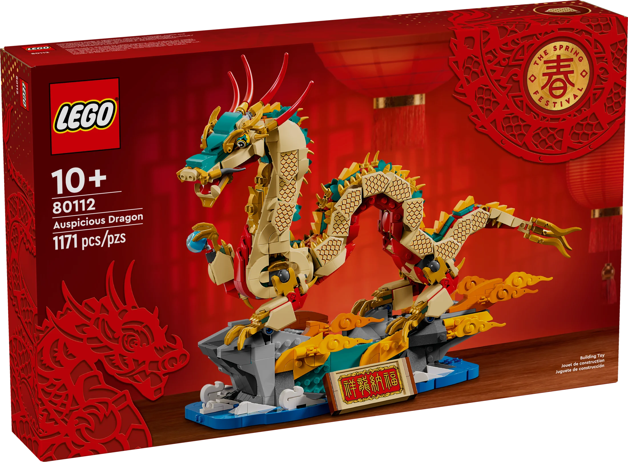 LEGO® Frühlingsfest-Drache – Bausatz, Lernspielzeug für Kinder, Drachenbauset, tolle Frühlingsfest-Dekoration oder einzigartiges Geschenk für Jungen und Mädchen ab 10 Jahren, 80112