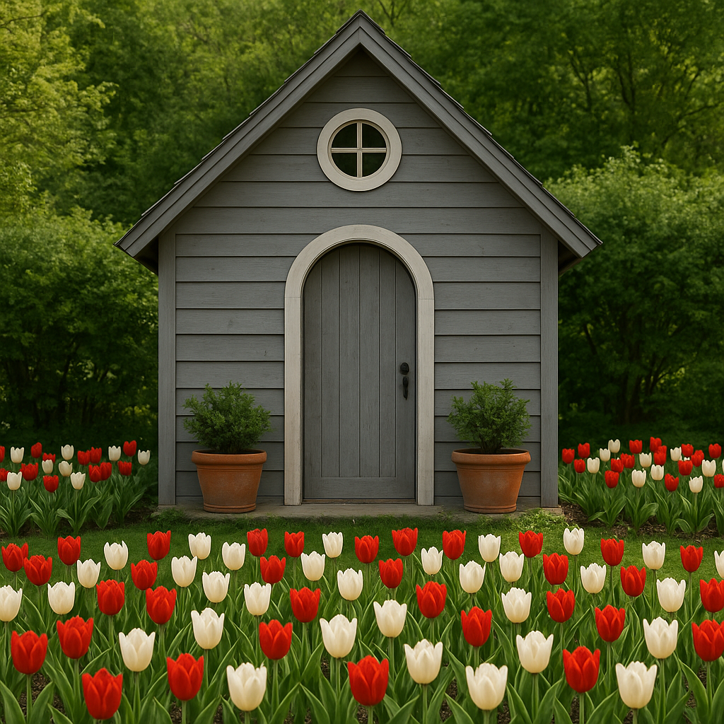 Abri de jardin en bois synthétique gris et blanc, 200 × 180 × 220 cm