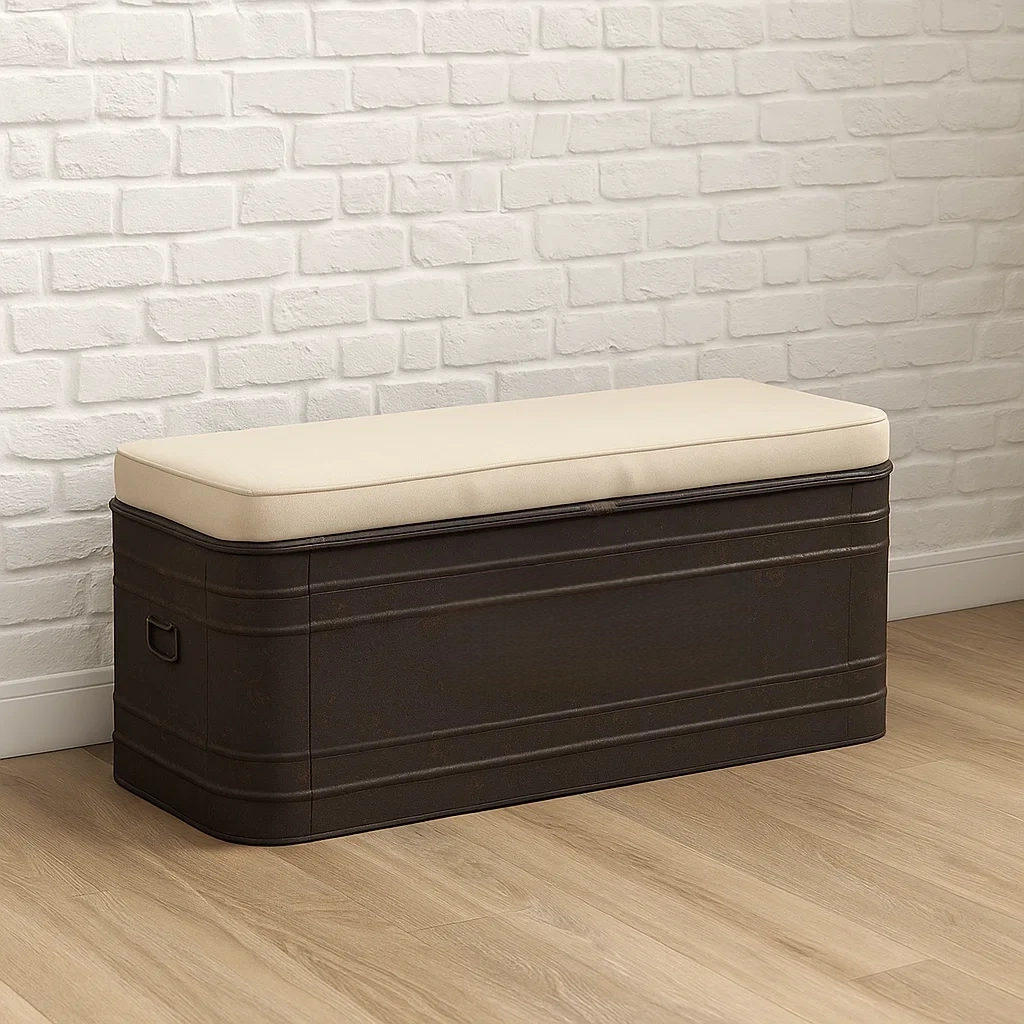 Banc d'entrée, noir, métal, pour usage intérieur, 122 x 41 x 43 cm