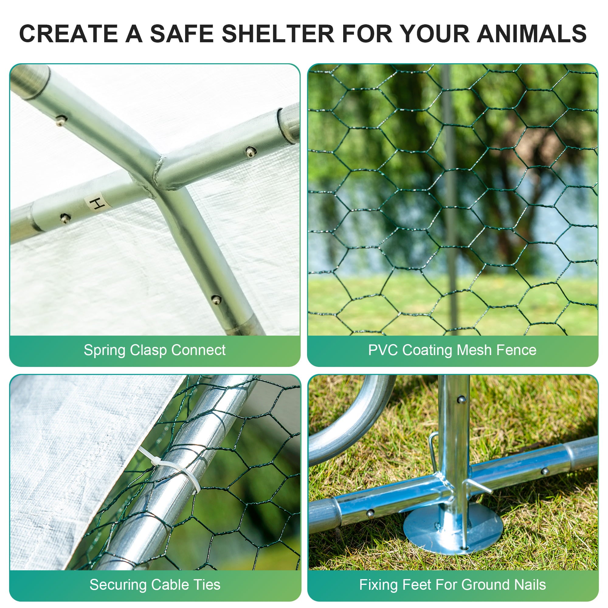 Großer spiralförmiger Hühnerkäfig aus Metall, Baujahr 2025, mit wasserdichter und UV-beständiger Abdeckung für den Außenbereich – Kapazität für 16 Hühner