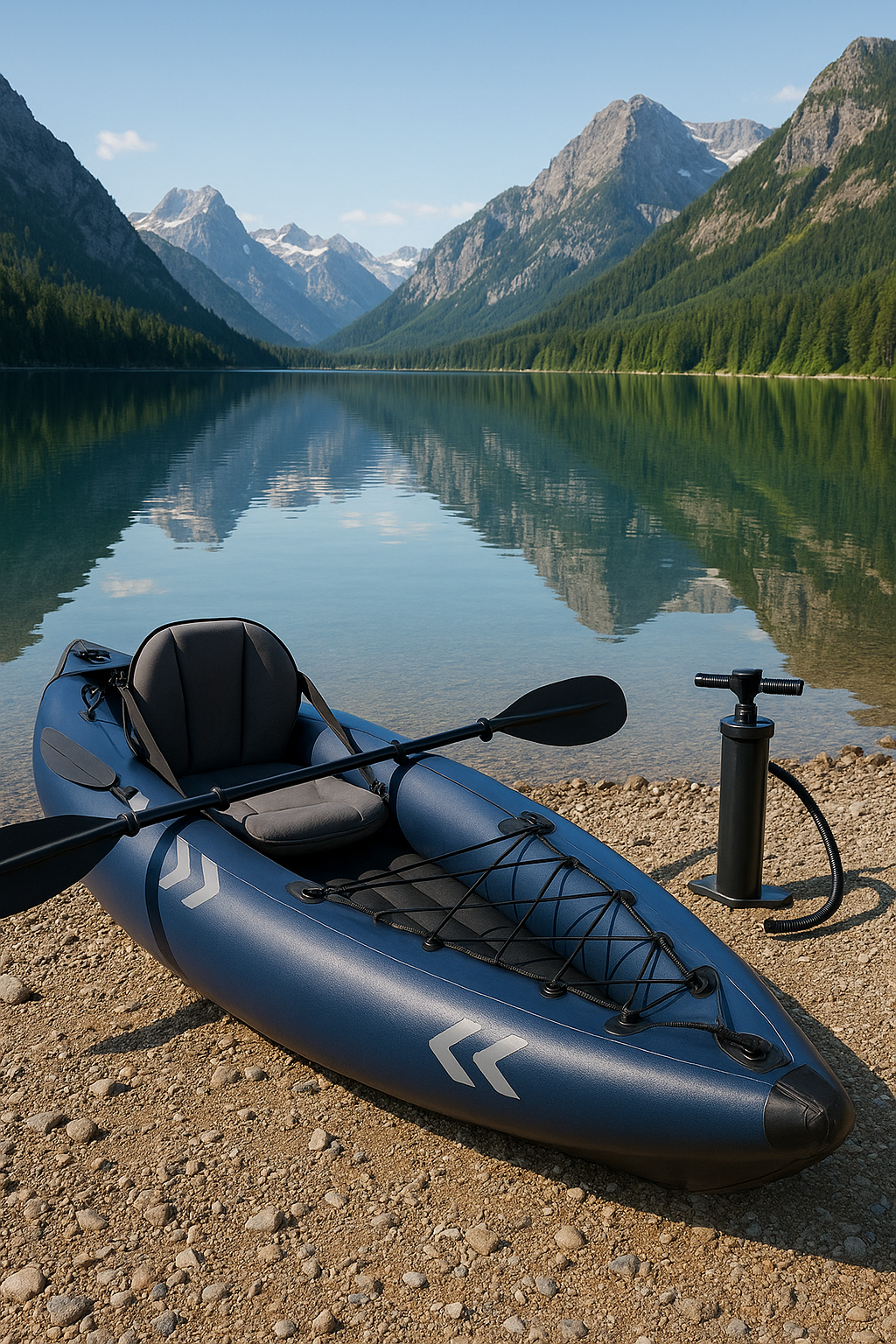 Kayak gonflable monoplace, facile à monter, en PVC bleu foncé/noir, pour lac, rivière et montagne, 310 x 80 x 34 cm HUrWBlz492be