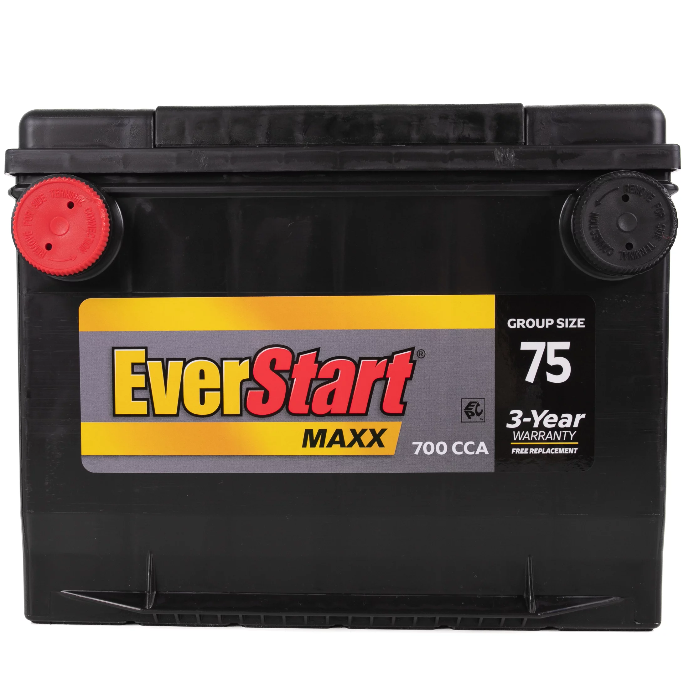 EverStart Maxx Autobatterie (Modelljahr 2025). Gruppengröße 75 – 12 Volt – 700 Kaltstartstrom (CCA).
