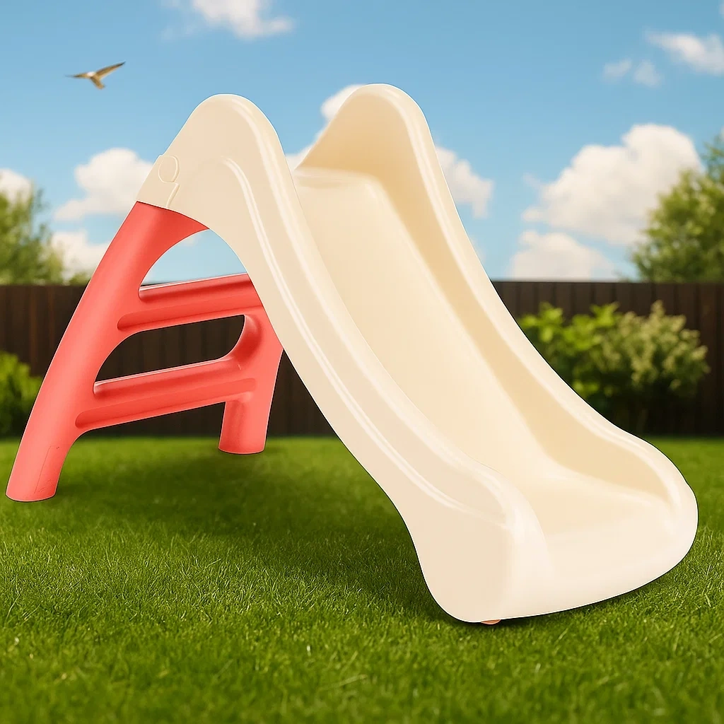 Beige/rote Rutsche 145x40x75 mm, geeignet für Kinder von 2 bis 5 Jahren, faltbar - ekcrNnKt73Dx