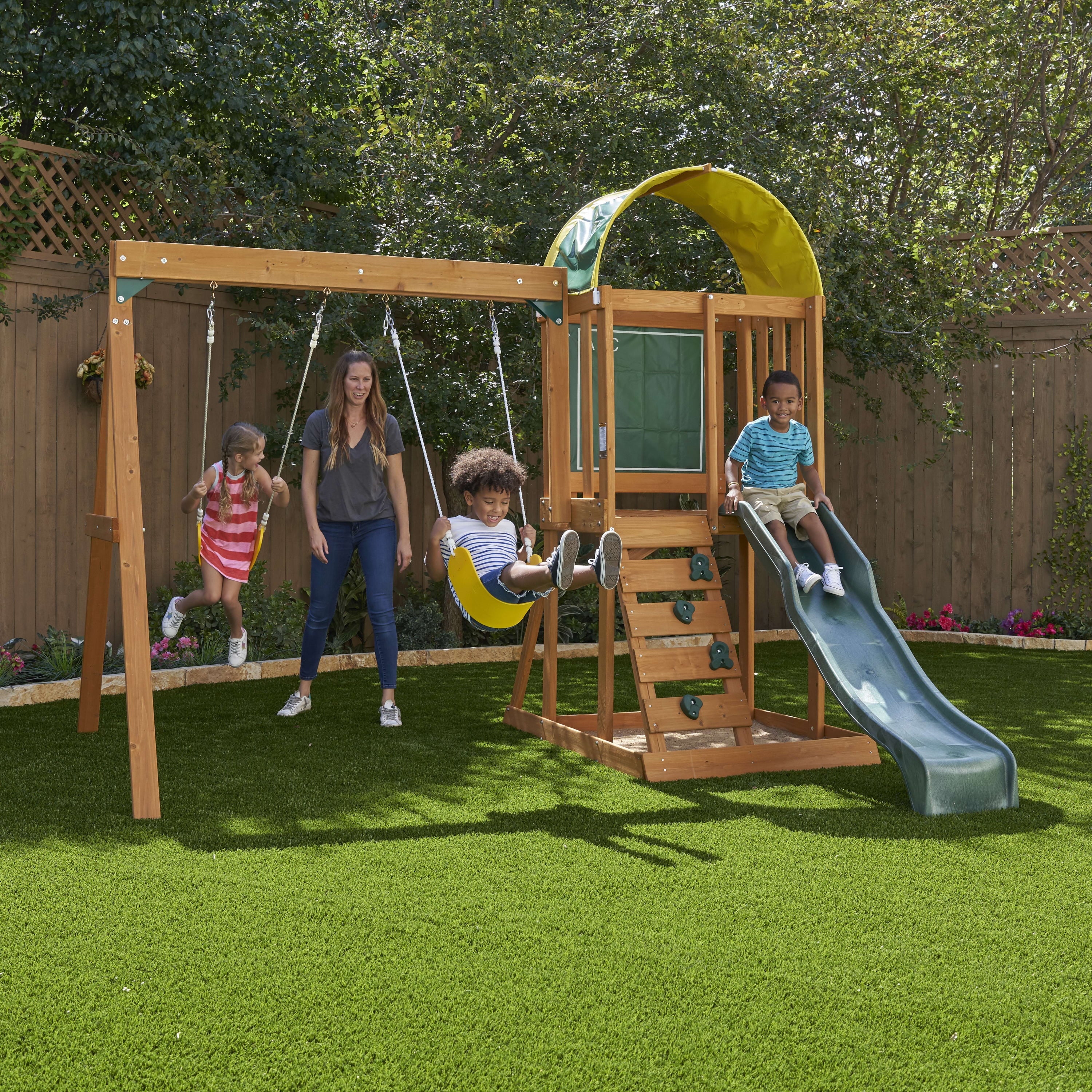 KidKraft Ainsley Outdoor-Spielset mit Rutsche und Kletterwand
