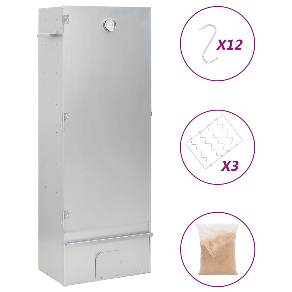 Räucherofen mit Holzspänen, verzinkter Stahl, 44,5 x 29 x 110 cm, Vidaxl