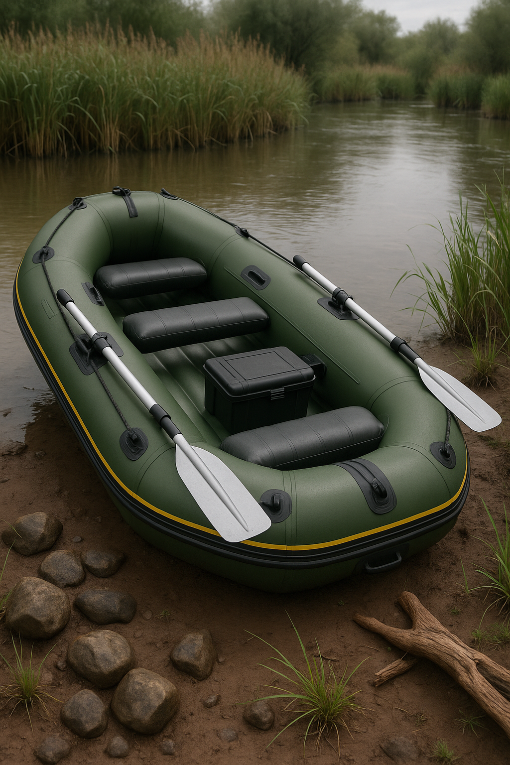 Bateau gonflable en plastique vert pour rivière et lac, 291 x 127 x 46 cm, référence nAoslec531GA