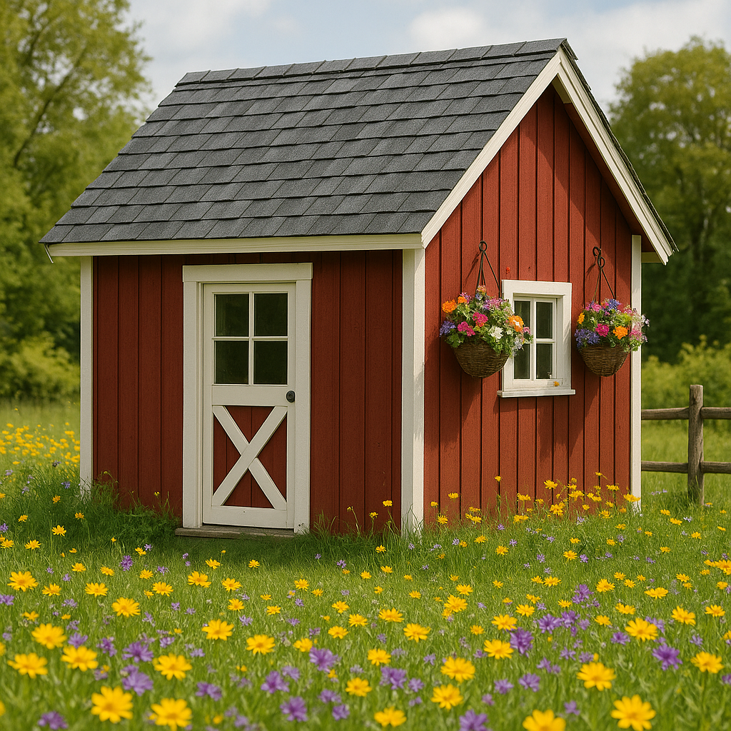 Abri de jardin en bois synthétique rouge et blanc, 240 × 200 × 250 cm