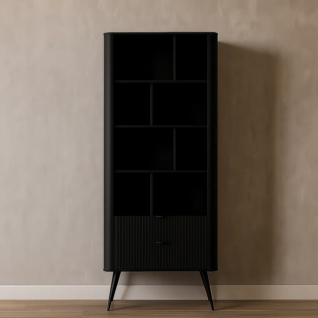 Bibliothèque à tiroirs - Noir - MDF et mélaminé - Dimensions intérieures - 88,2 × 38 × 193,85 cm - cgyzKKRsJnpu