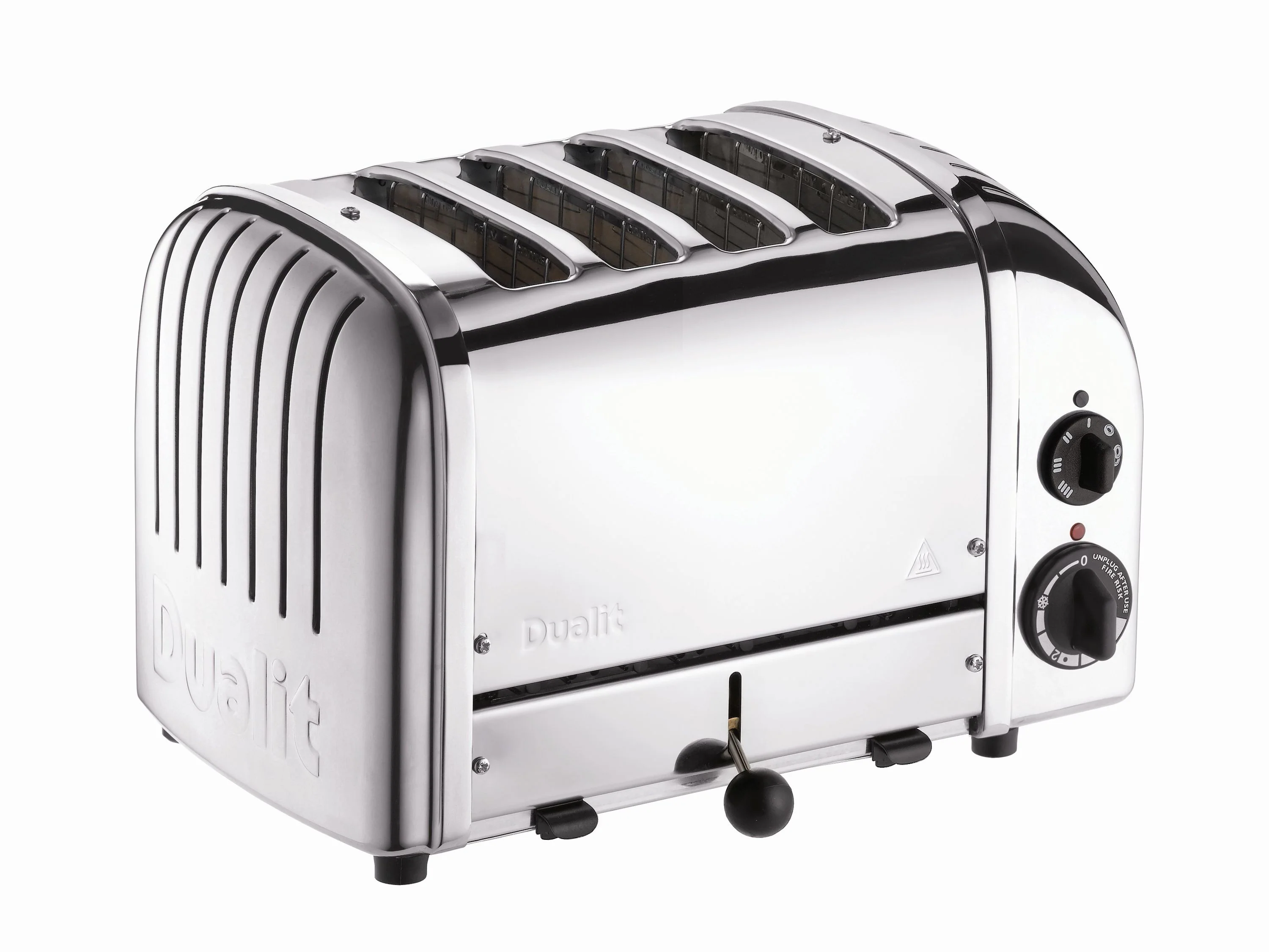 Dualit Classic 4-Schlitz-Toaster (Modelljahr 2025) – Oberfläche aus poliertem Metall