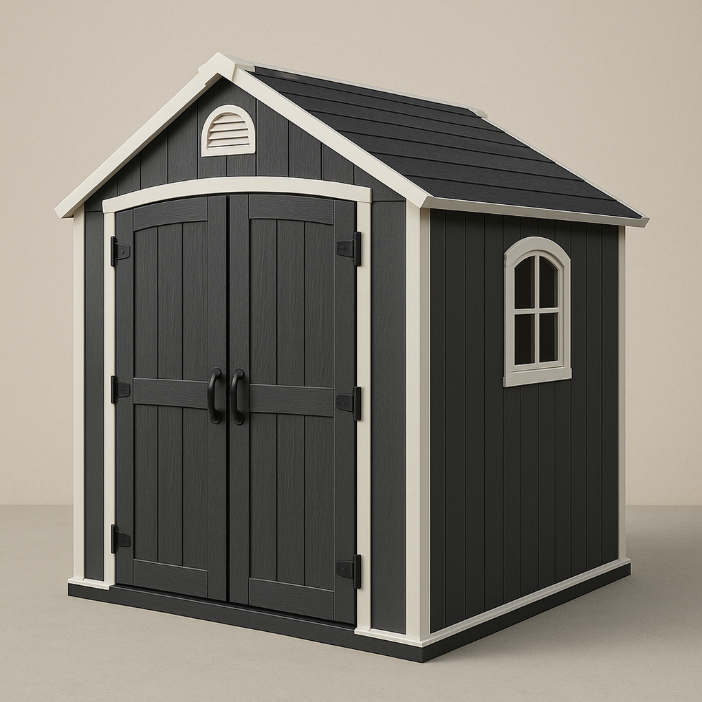 Abri de jardin en résine 232 x 216 x 250 mm Noir/Blanc mSSNIMG395jS