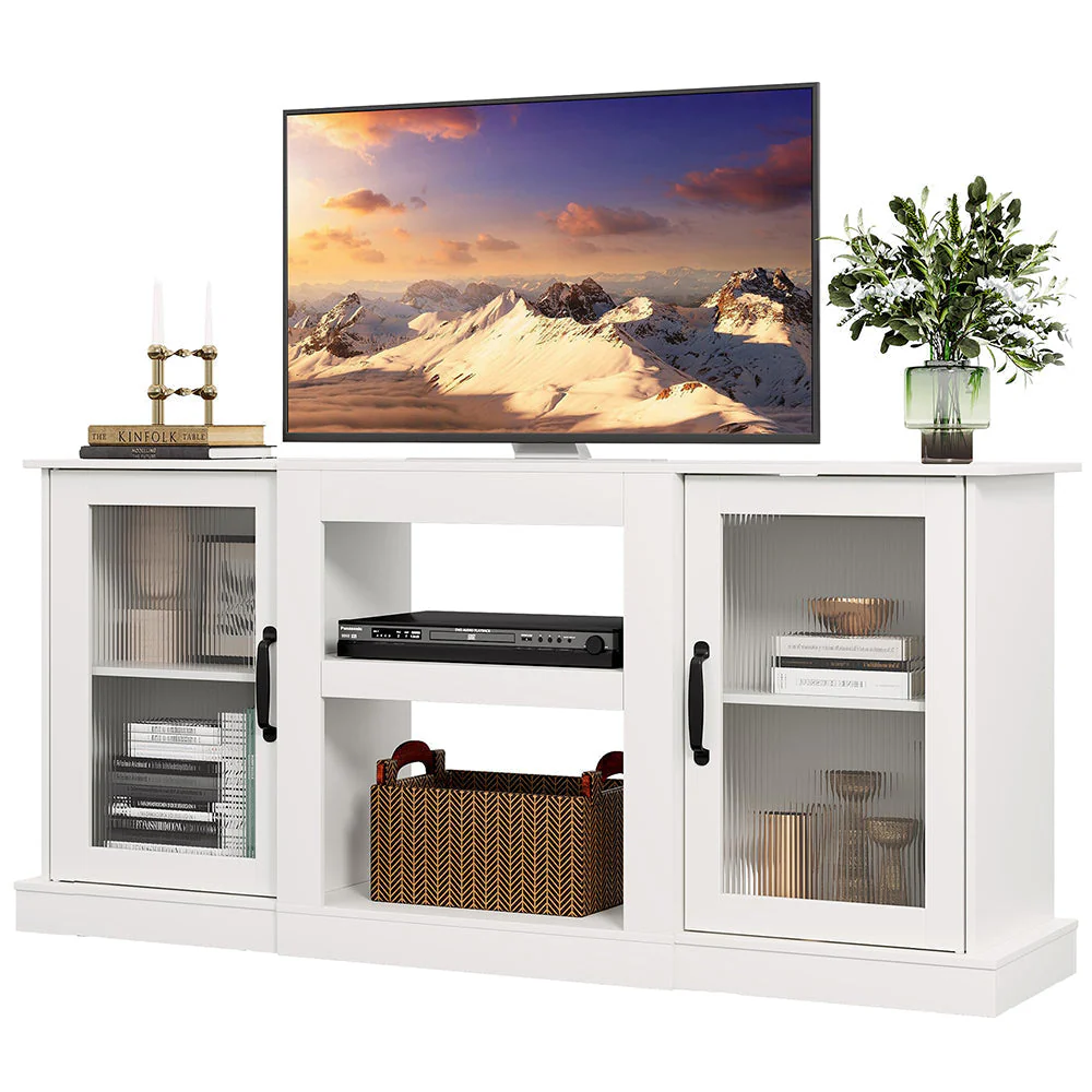 TV-Ständer mit Kamin für Fernseher bis zu 65 Zoll – Entertainment-Center mit 18-Zoll-Elektrokamin