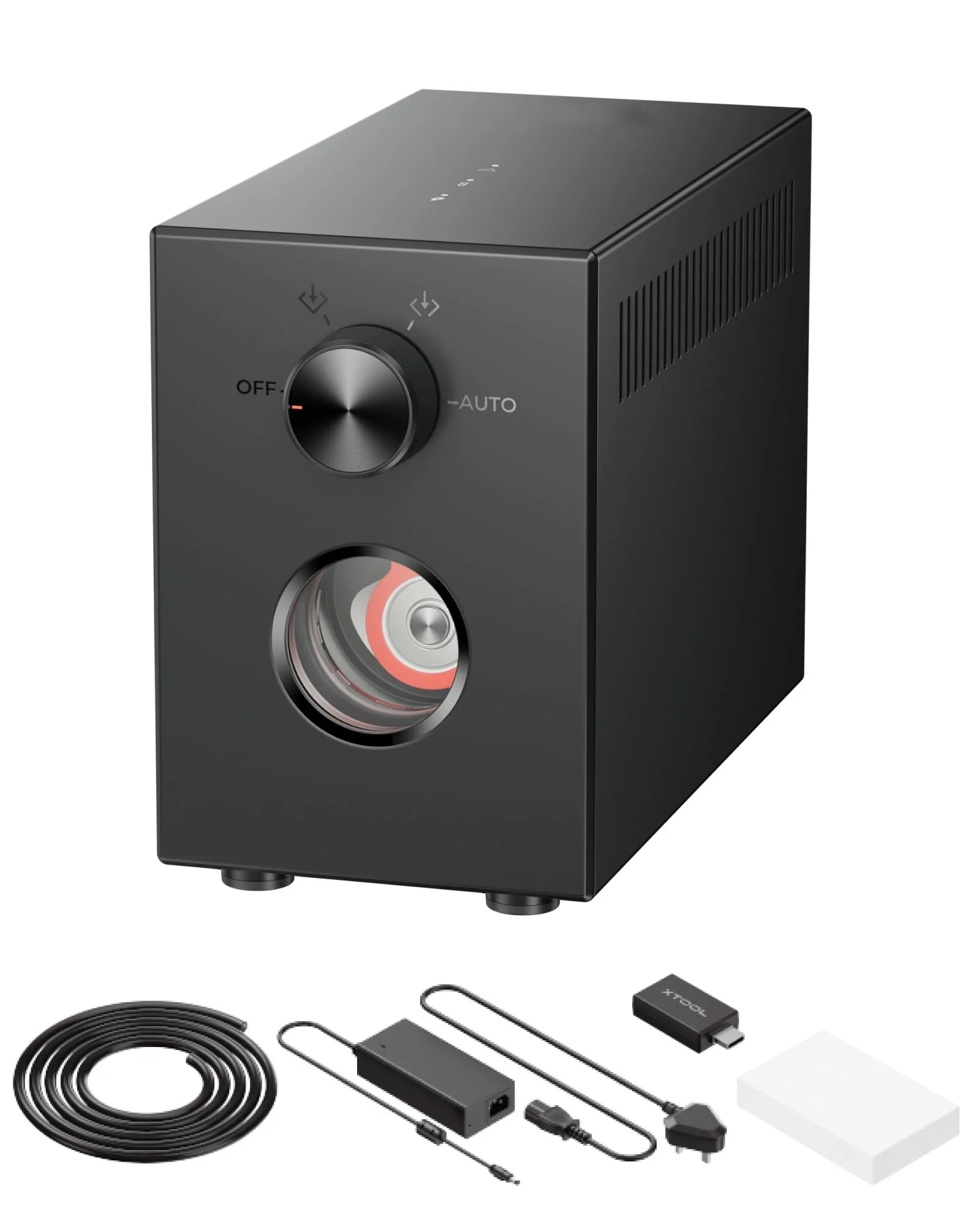 Druckluftunterstützung mit verbesserter Metallkolbenpumpe – Luftdurchsatz von 30 l/min. HEPA-Filter für Laserschneiden.