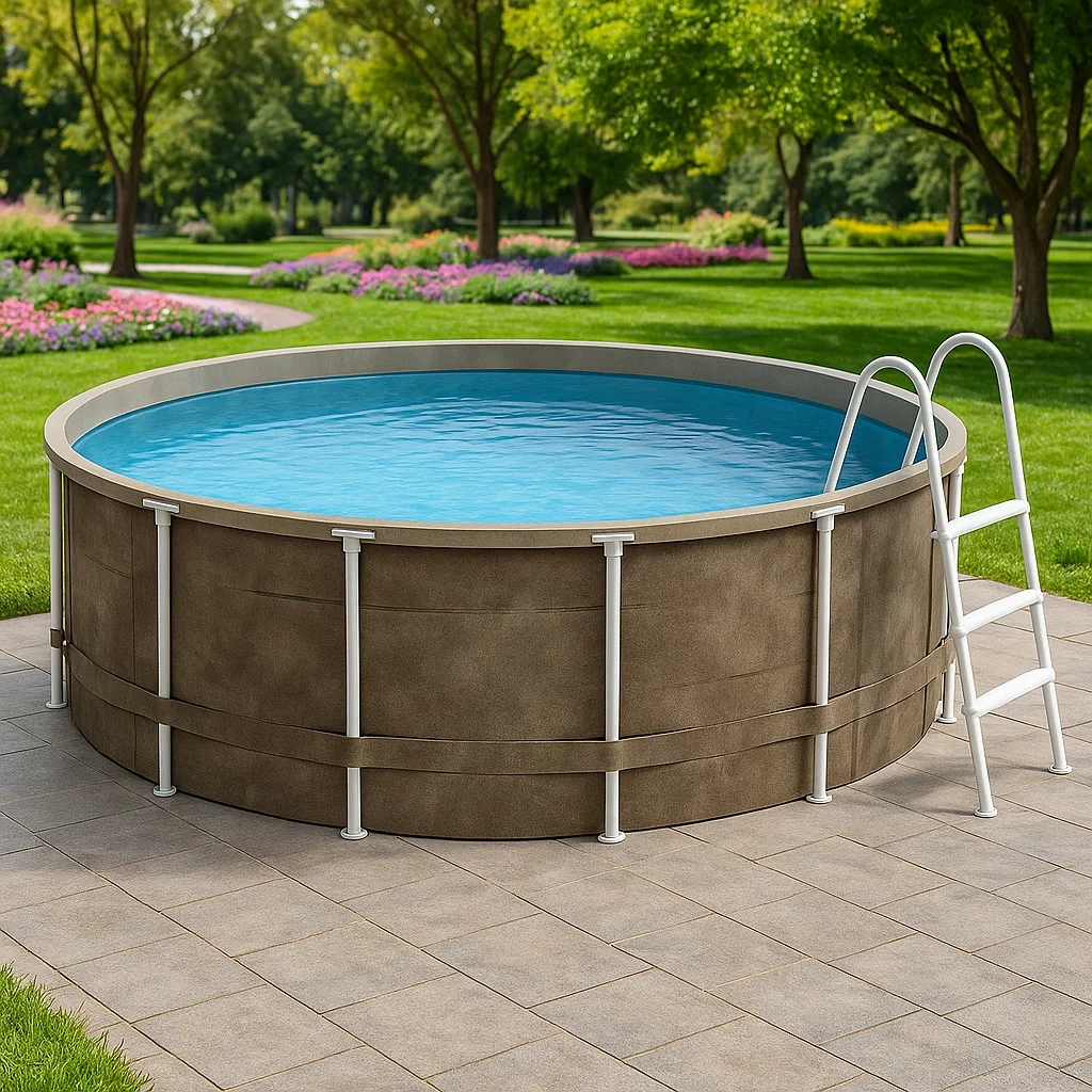 Piscine tubulaire ronde amovible en acier, 298 x 96 cm, marron/gris, avec filtre et échelle nCzjahu233GU