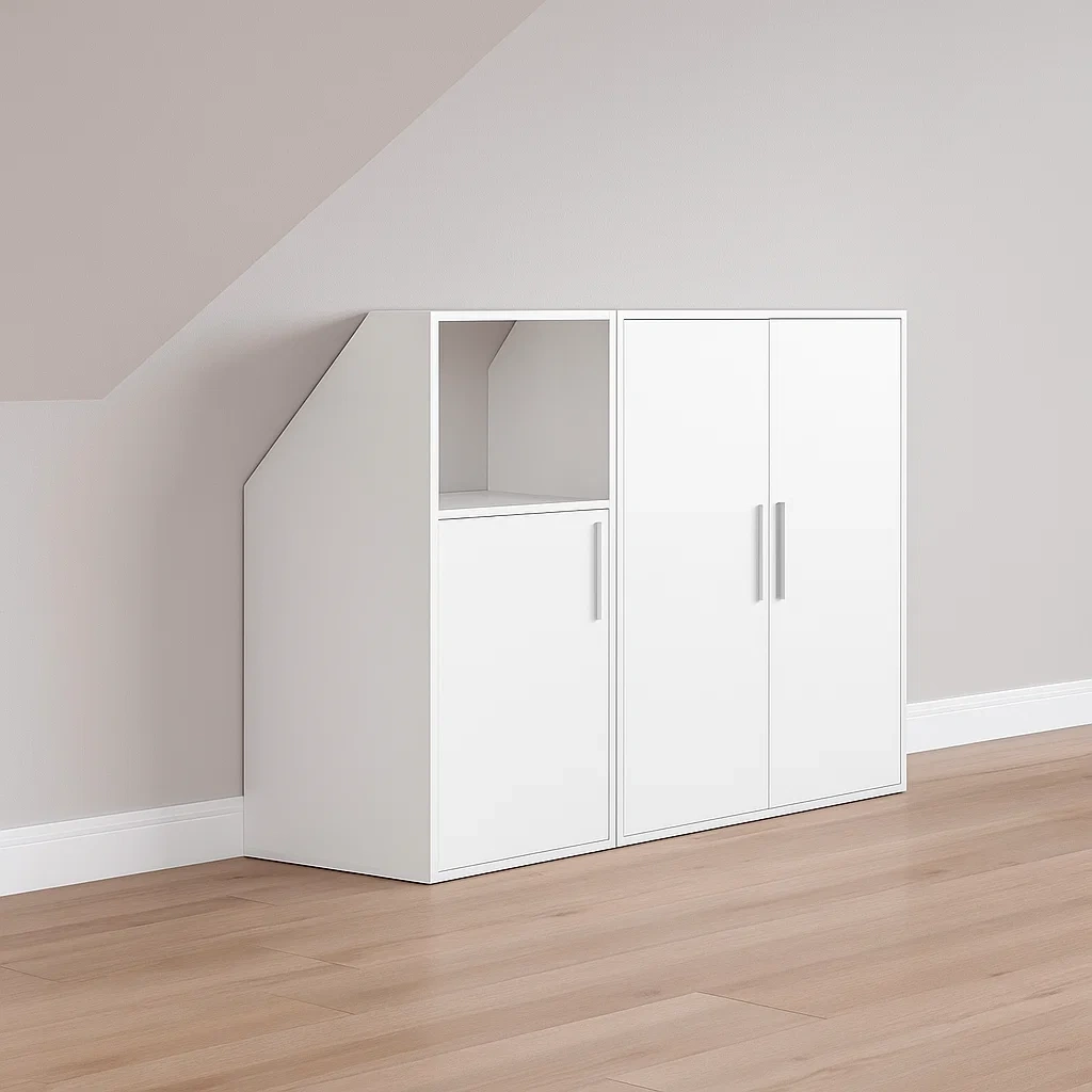 Meuble de rangement de grenier en mélamine blanche pour l'intérieur de la maison, 139,4 × 50 × 110 cm - Hz9XpBmesemR