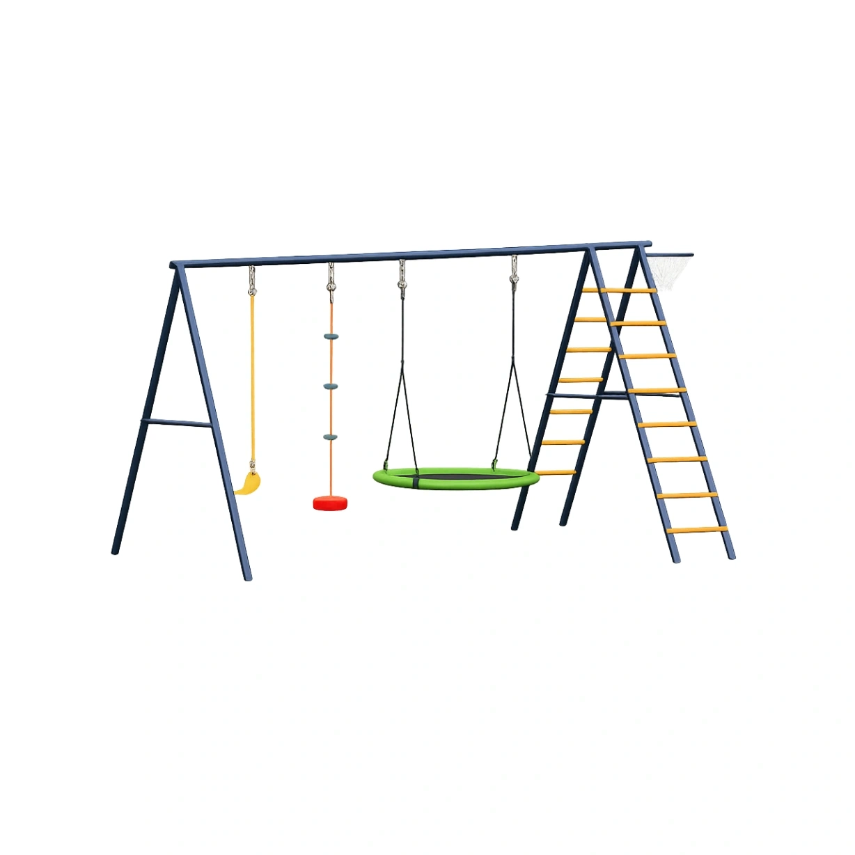 Mehrfarbiges Stahlschaukelgestell für Kinder, Garten, 340 x 200 x 210 cm - pzeBhUl191NJ