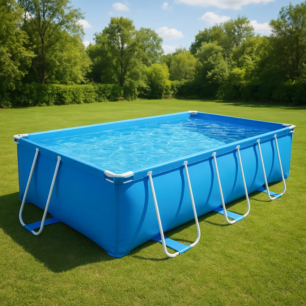 Rechteckiger Röhrenpool, Ja, PVC, Stahl, Außenbereich, Garten, Terrasse, 549 x 274 x 122 cm, Blau YVZaGbq651iM