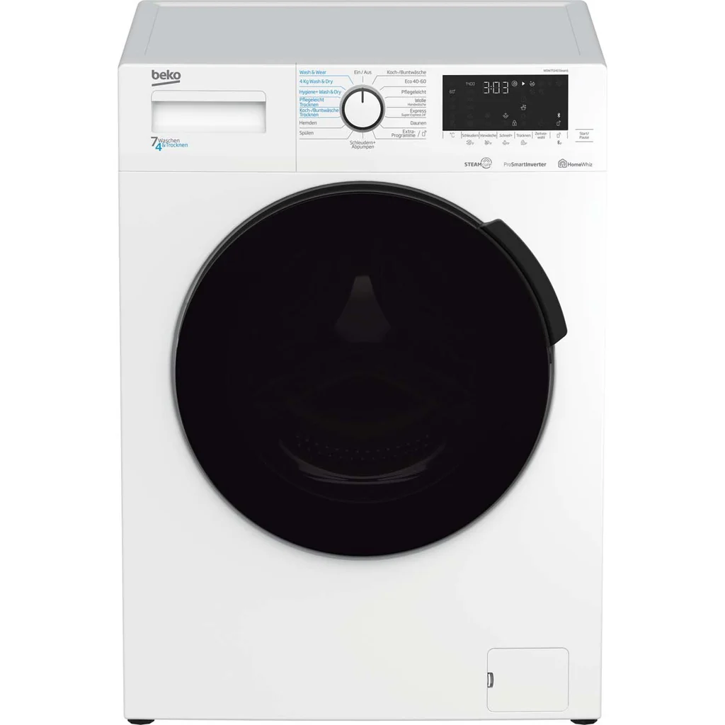 Beko WDW75141 Steam1 Waschtrockner (Modelljahr 2025) mit XL-Tür. 1400 U/min. Mit Dampffunktion.