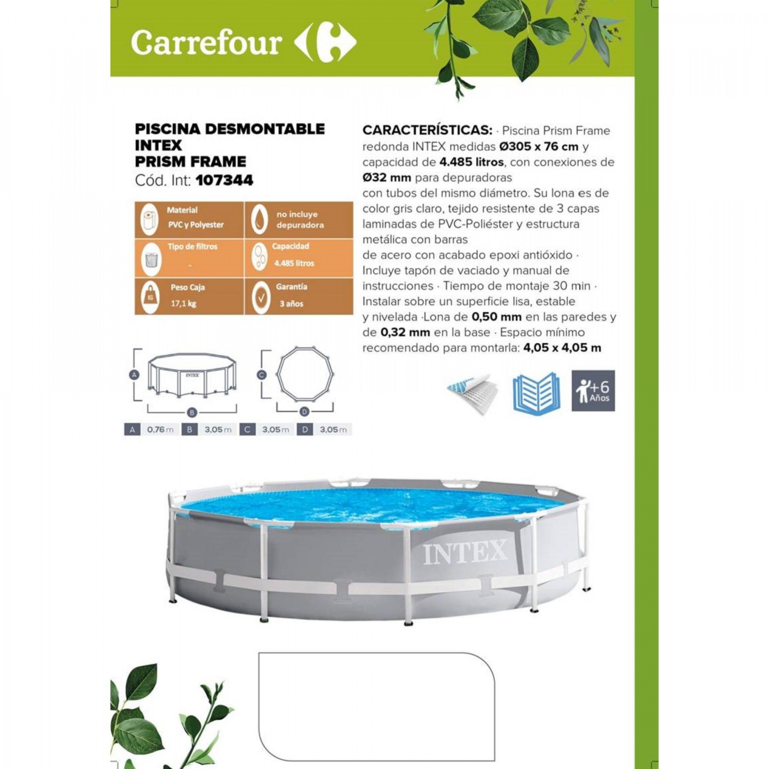 Prism Frame Rundpool 305x76 cm