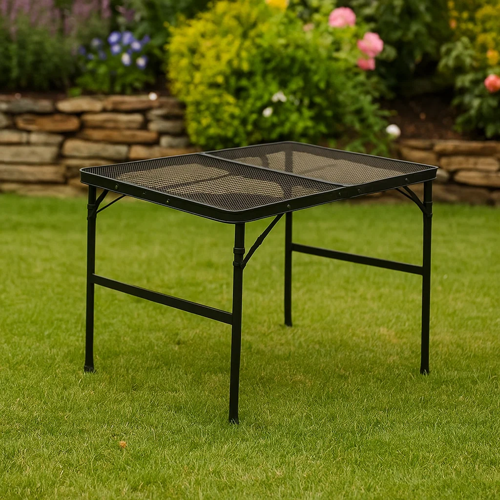 Table de pique-nique, noire, aluminium, 91 x 60 x 65 cm