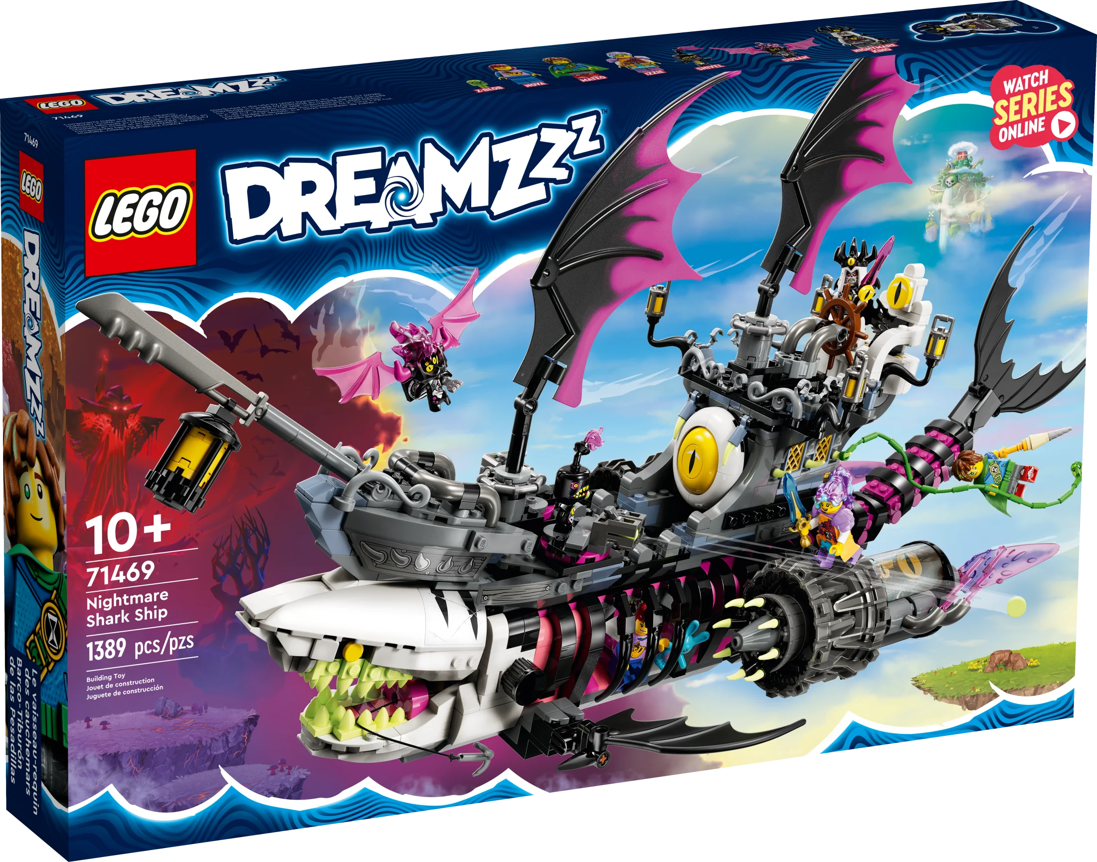 LEGO DREAMZzz Albtraum-Haifischschiff 71469: Baue das Set als fliegendes Piratenschiff oder Monstertruck. Enthält 4 Minifiguren und eine Haifischfigur. Geschenk für Kinder und Jugendliche ab 10 Jahren.