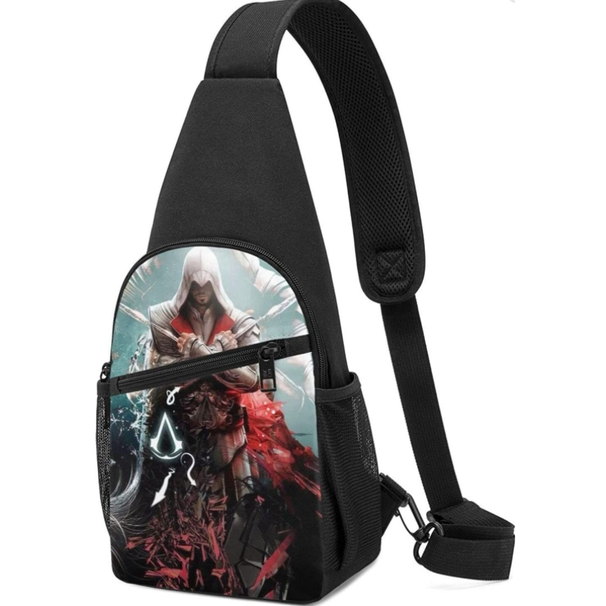 Assassin’s Creed Origins Umhängetasche – Sling-Rucksack für Damen und Herren, Anime-Brusttasche, kleiner Multifunktionsrucksack zum Wandern, Campen, Sport und Reisen