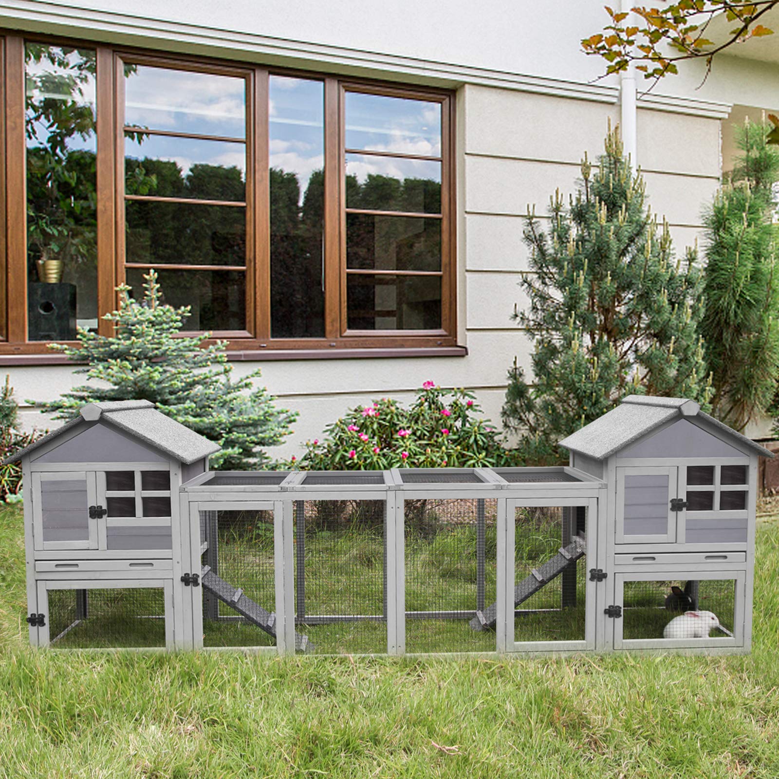 Kaninchenstall 2025 für drinnen und draußen, geeignet für Kaninchen und Meerschweinchen