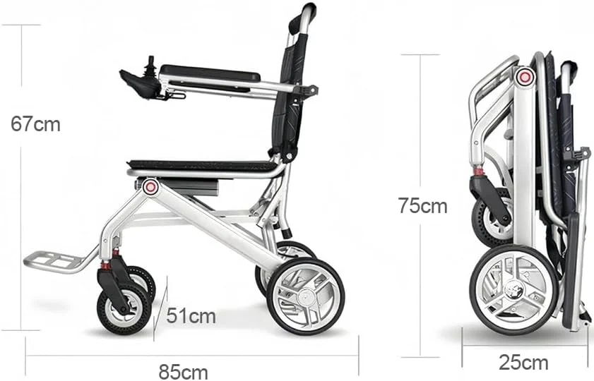ByteTecpeak D01 Ultraleichter Elektrorollstuhl (Modelljahr 2025), 14,1 kg, faltbar, flugzeugtauglich, herausnehmbarer 12-A-Lithium-Akku, Tragfähigkeit 150 kg, ideal für den Innenbereich