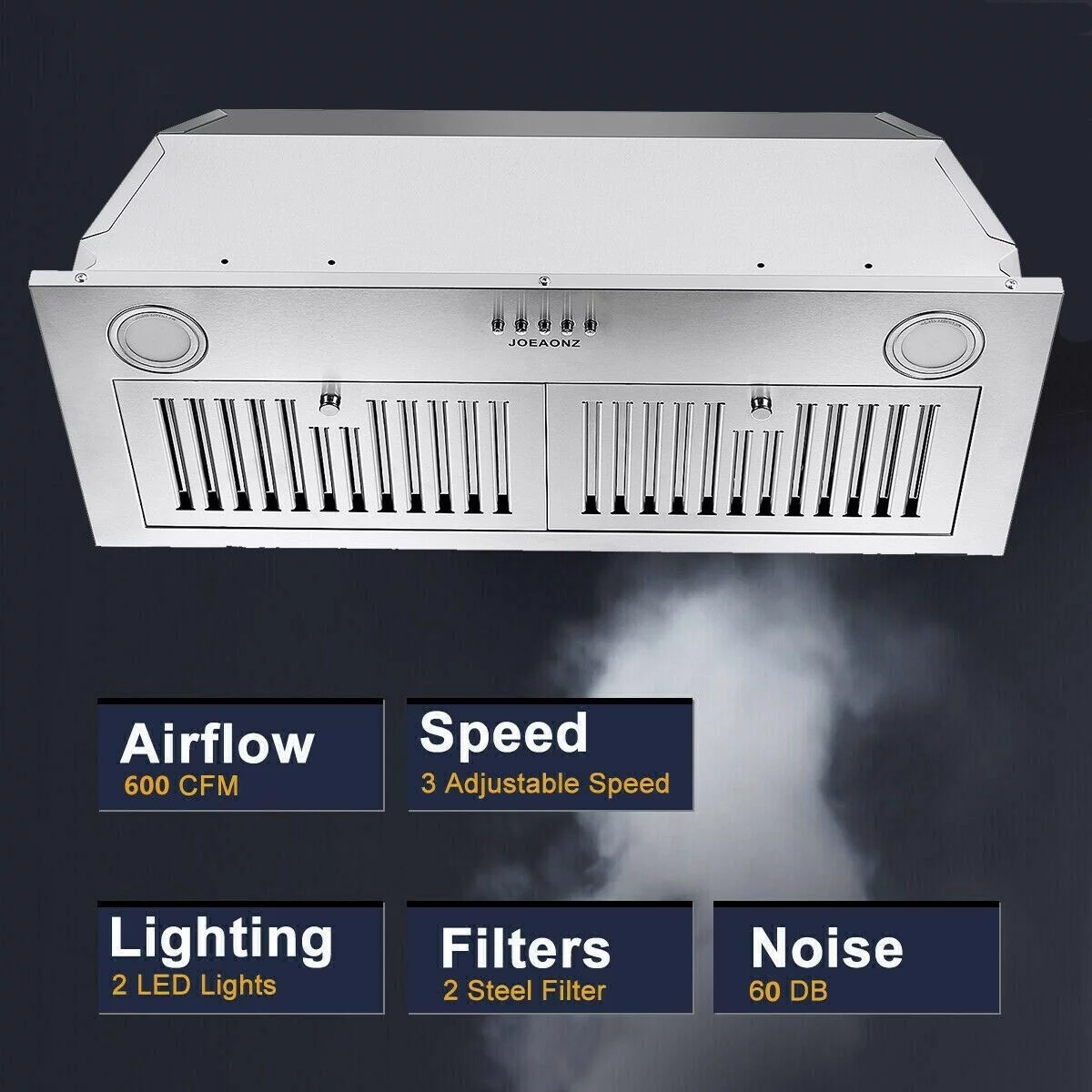 30-Zoll-Einbau-Dunstabzugshaube mit leistungsstarker Absaugleistung. 600 CFM