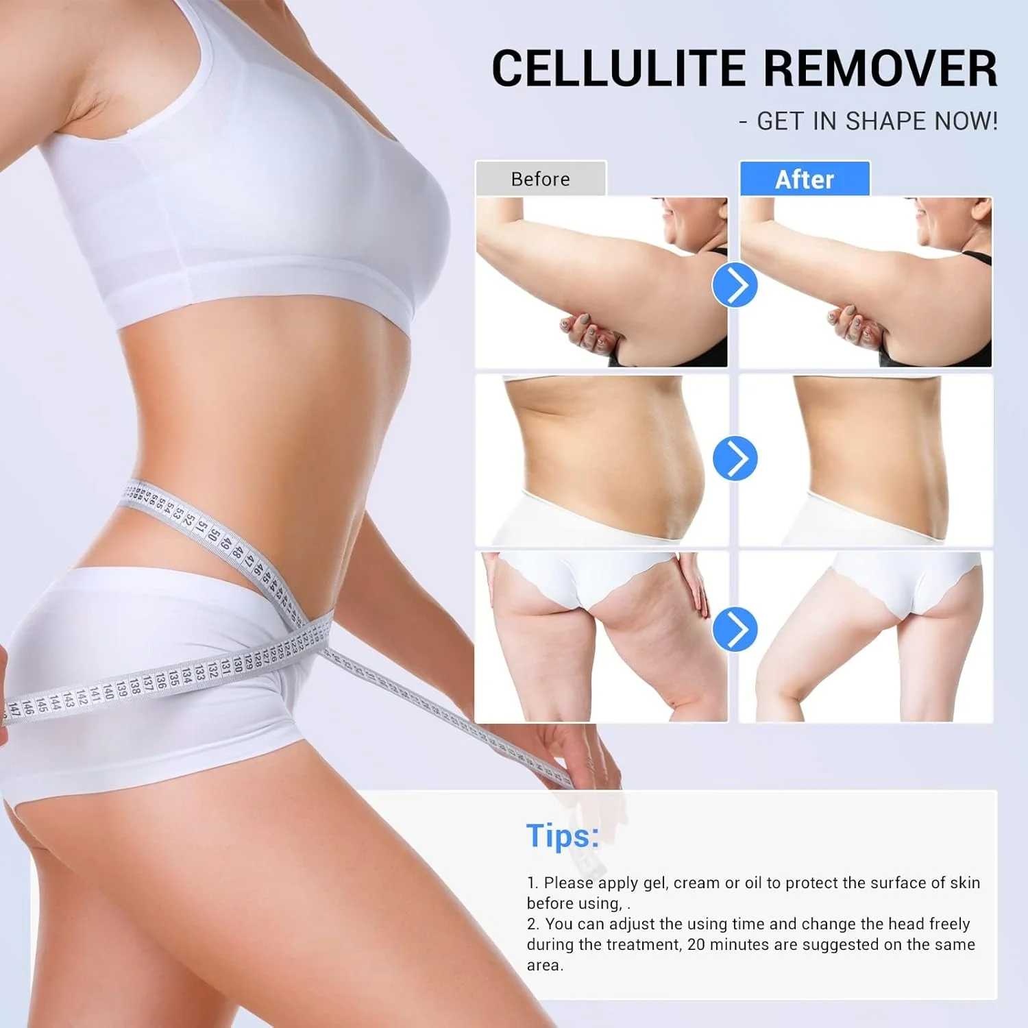 Gerät zur Verbesserung des Erscheinungsbildes von Cellulite. Anti-Cellulite-Massagegerät mit Radiofrequenz für den Heimgebrauch.