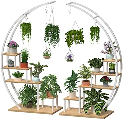 Kreativer Pflanzenständer aus Metall in Halbmondform, Leiterregal für Blumentöpfe (2er-Pack)