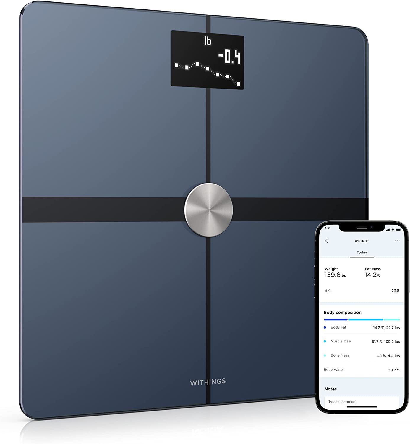 Withings Body+ 2025 – Intelligente digitale WLAN-Waage mit automatischer Synchronisierung mit der Smartphone-App