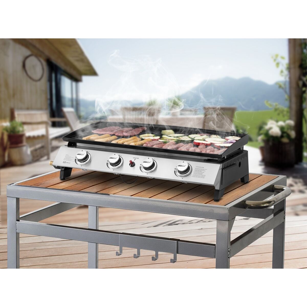 „Jolly“ Gasgrillplatte mit 4 Brennern – 10 kW – Grau