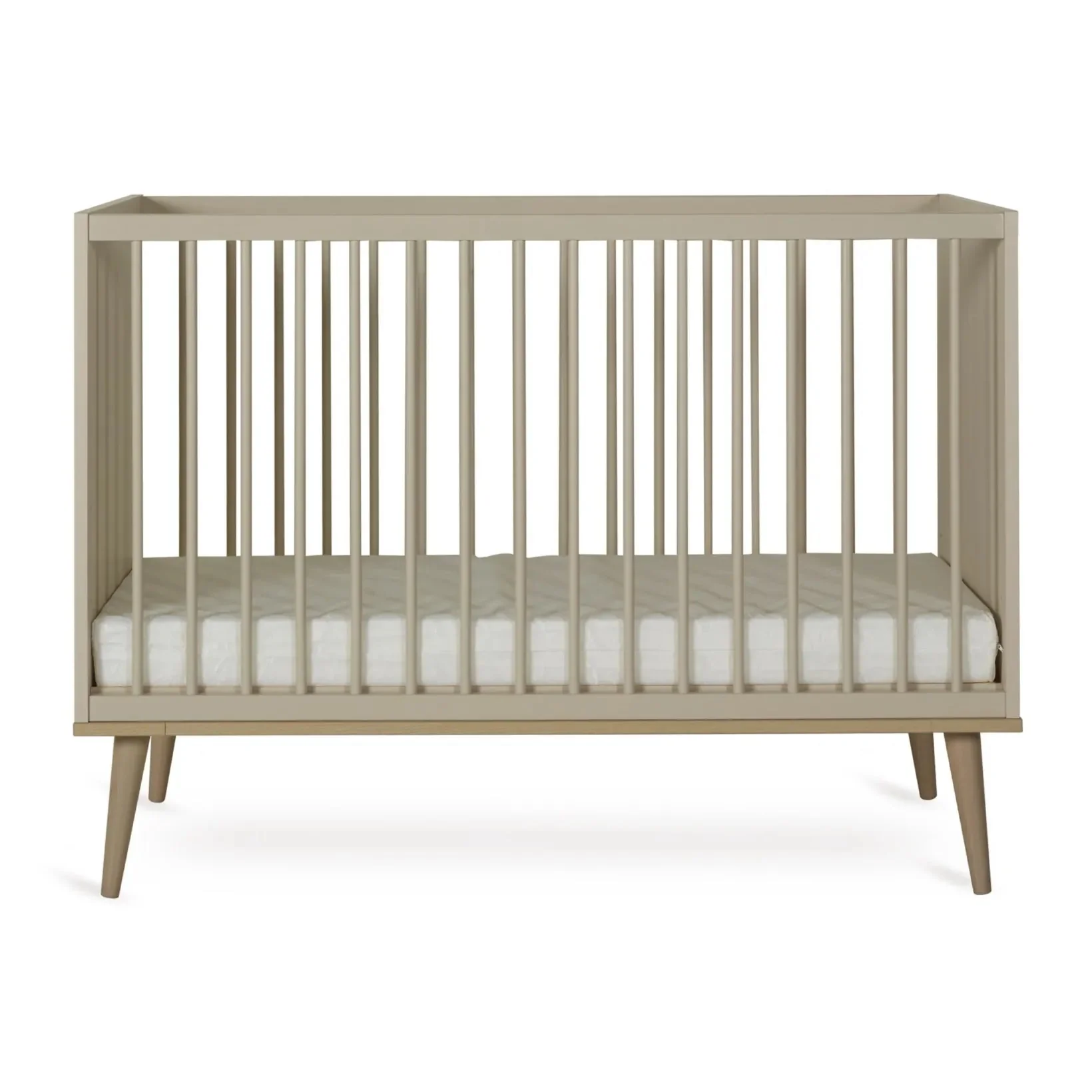 2025 Quax Flow Kinderbett – 60 x 120 cm | Graubeige und Buchenholz | Höhenverstellbar. FSC-zertifiziert | Mit Lattenrost. Matratze nicht enthalten.