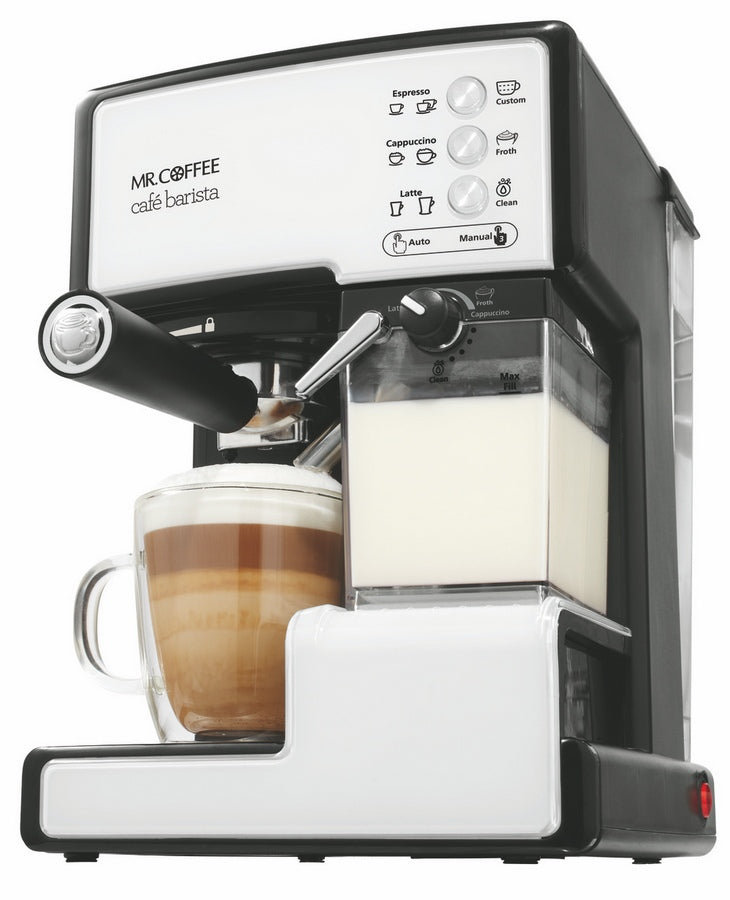 2025 Mr. Coffee Cafe Barista Espressomaschine, Schwarz und Silber