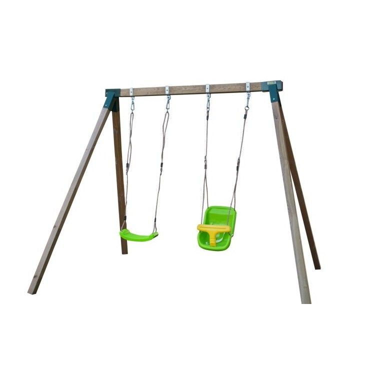 Masgames Karai Junior XL Quadratische Doppelschaukel aus Holz + Babysitz