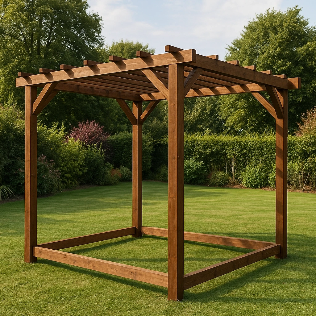 Pergola de jardin en bois marron pour usage extérieur, 300 x 300 x 290 cm - DanJGxo434bl