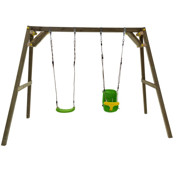 Masgames Xylo XL Quadratische Doppelschaukel aus Holz + Babysitz