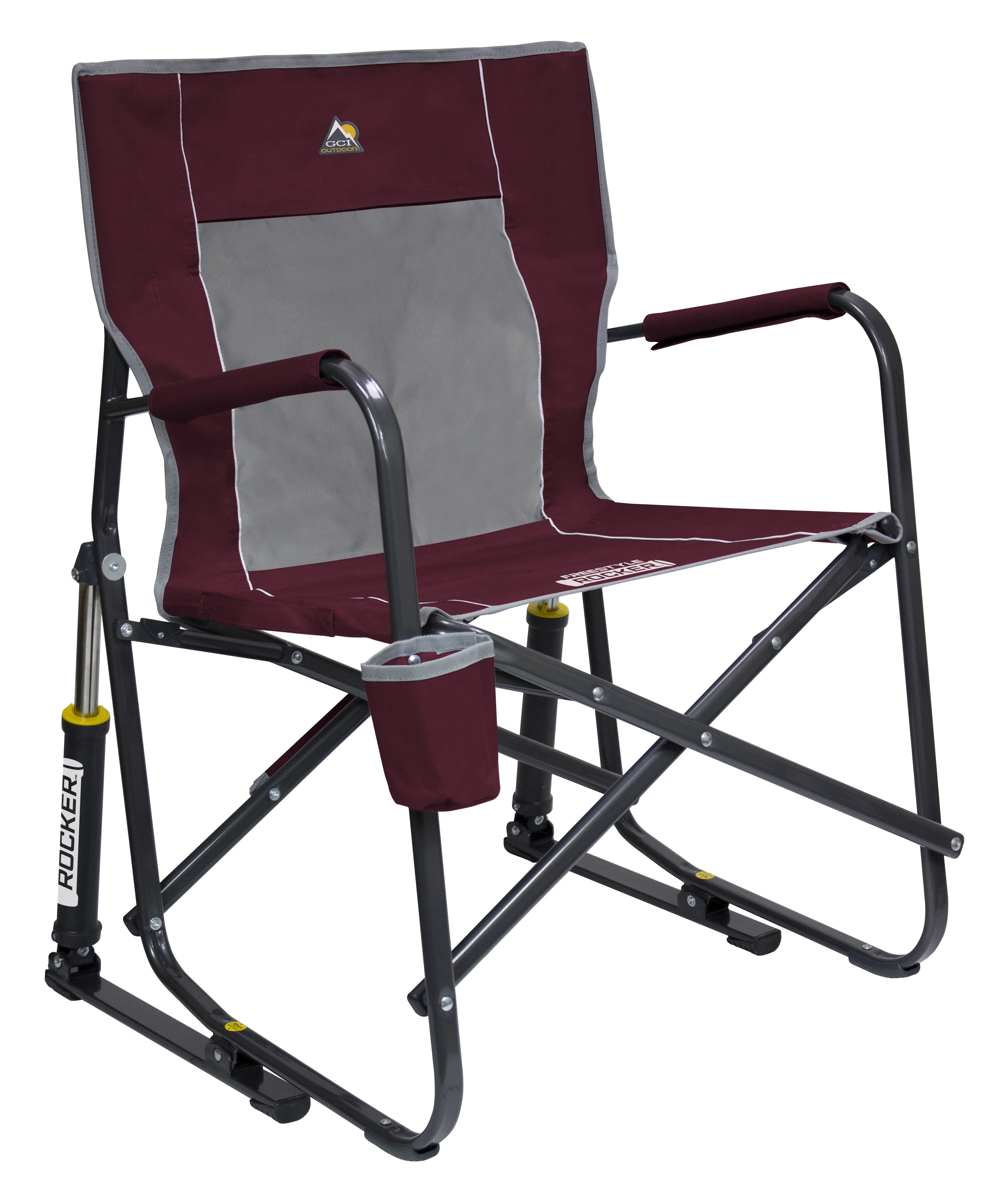 GCI Outdoor Freestyle Rocker Klapp-Campingstuhl, Modelljahr 2025. Farbe: Burgunderrot.