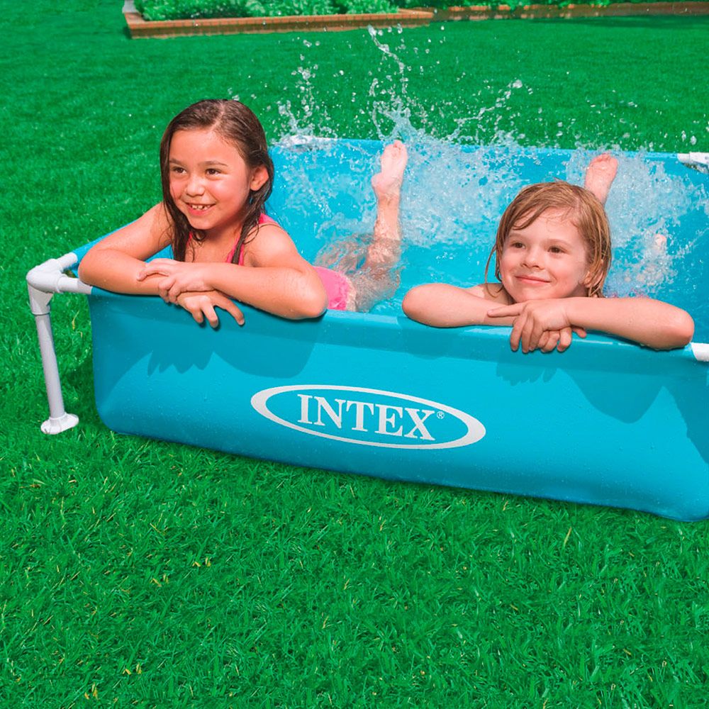 Intex Quadratischer, röhrenförmiger PVC-Aufstellpool 122x30 cm Blau